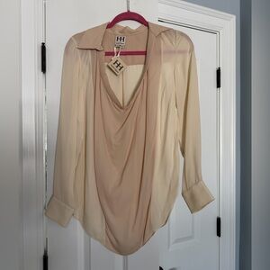 Haute Hippie Cream Drape Blouse